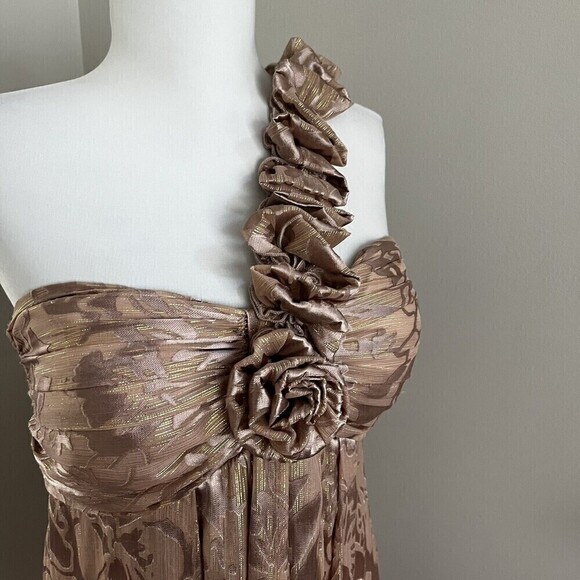 Betsy & Adam Y2K Gold Babydoll Mini Dress 10 Ruffled Fairycore New Years Party - Picture 12 of 13